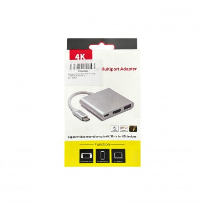 Adaptador Tipo-C Multifunção 3 em 1 Adaptador Tipo-C Multifunção 3 em 1