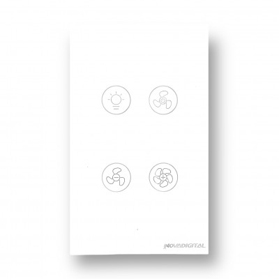 Interruptor Para Ventilador Branco 4X2 VLK-US-RF Nova Digital 