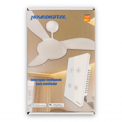 Interruptor Para Ventilador Branco 4X2 VLK-US-RF Nova Digital Interruptor Para Ventilador Branco 4X2 VLK-US-RF Nova Digital