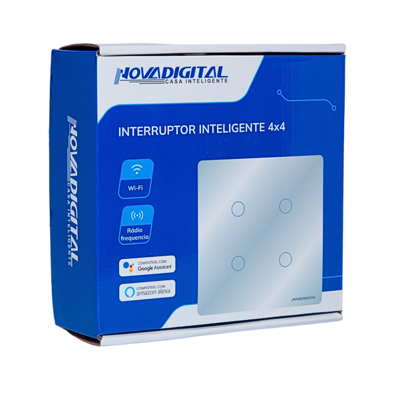 Interruptor 4 Botões Branco 4x4 SY-BR4/6-W/B Nova Digital