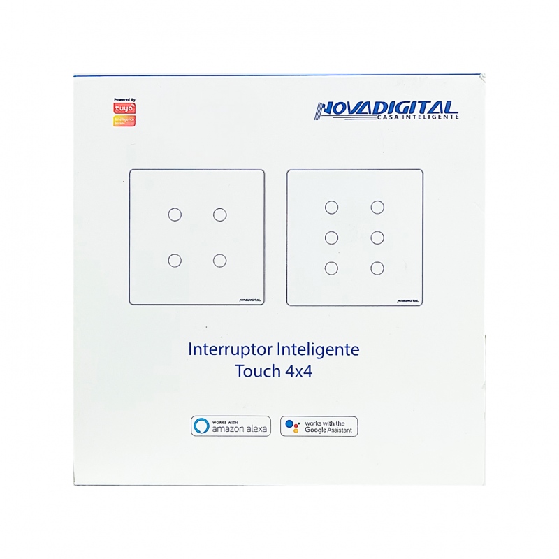 Interruptor 4X4 Inteligente Touch Wi-Fi + RF 433Mhz 6 Botões Branco SY-BR4/6-W/B