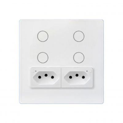Interruptor 4 Botões Com 2 Tomadas Branco 4X4 IT-WK-4x4-W/B Nova Digital