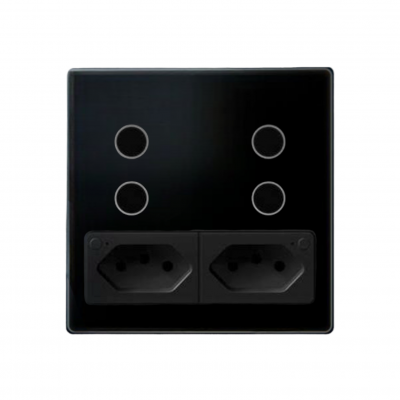 Interruptor 4 Botões Com 2 Tomadas Preto 4X4 IT-WK-4x4-W/B Nova Digital Interruptor 4 Botões Com 2 Tomadas Preto 4X4 IT-WK-4x4-W/B Nova Digital