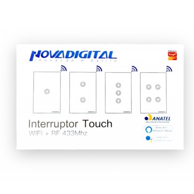Interruptor 1 Botão Preto 4X2 WS-US-RF V1 Nova Digital	