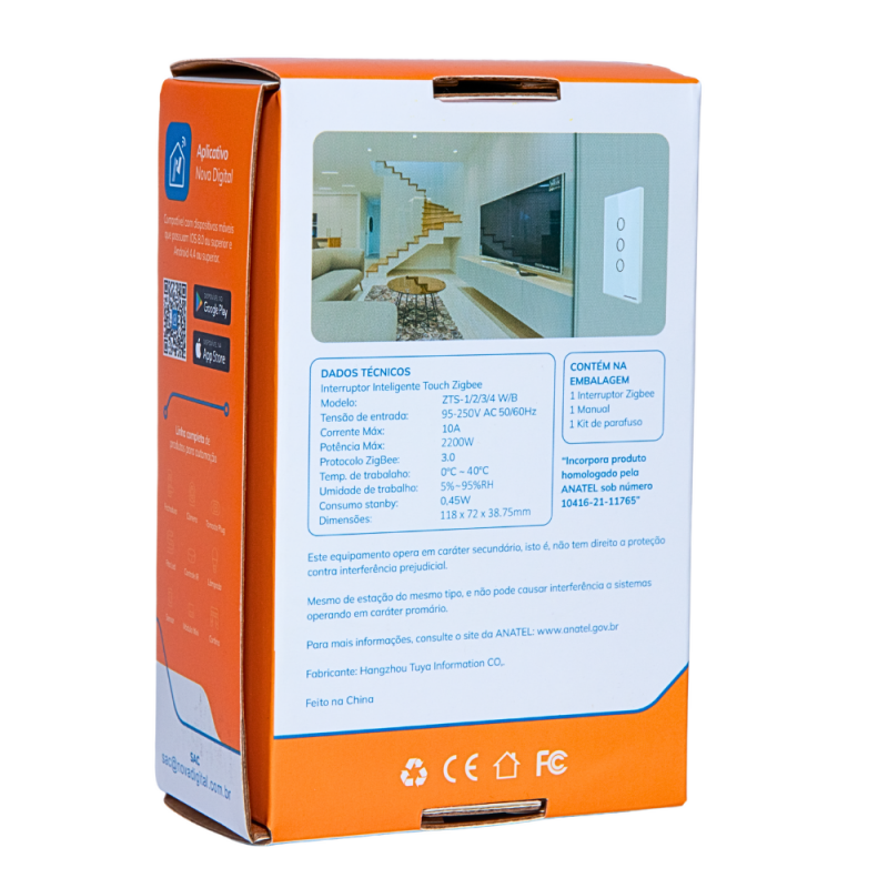 Interruptor Zigbee 4 Botões Branco 4x2 ZTS-US4-W – Nova Digital Interruptor Zigbee 4 Botões Branco 4x2 ZTS-US4-W – Nova Digital