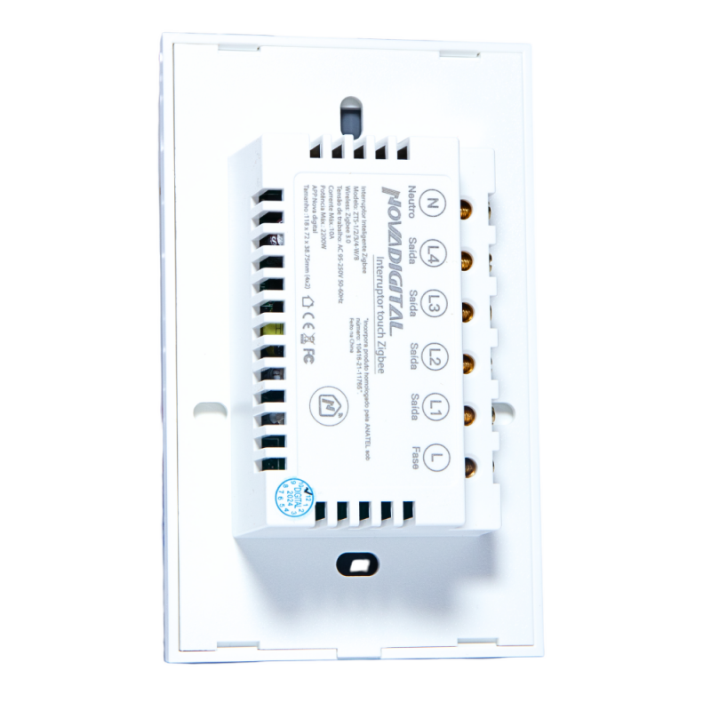 Interruptor Zigbee 4 Botões Branco 4x2 ZTS-US4-W – Nova Digital Interruptor Zigbee 4 Botões Branco 4x2 ZTS-US4-W – Nova Digital