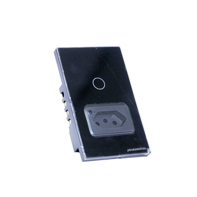 Interruptor 1 Botão com 1 Tomada 4x2 Preto IT-WK-01 W/B Nova Digital