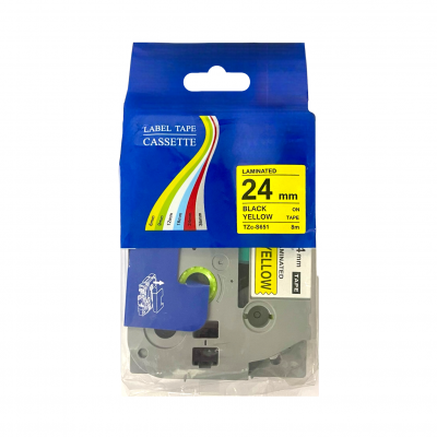 Fita Laminada Amarela Letra Preta 24mm 8M TZc-S651 Fita Laminada Amarela Letra Preta 24mm 8M TZc-S651