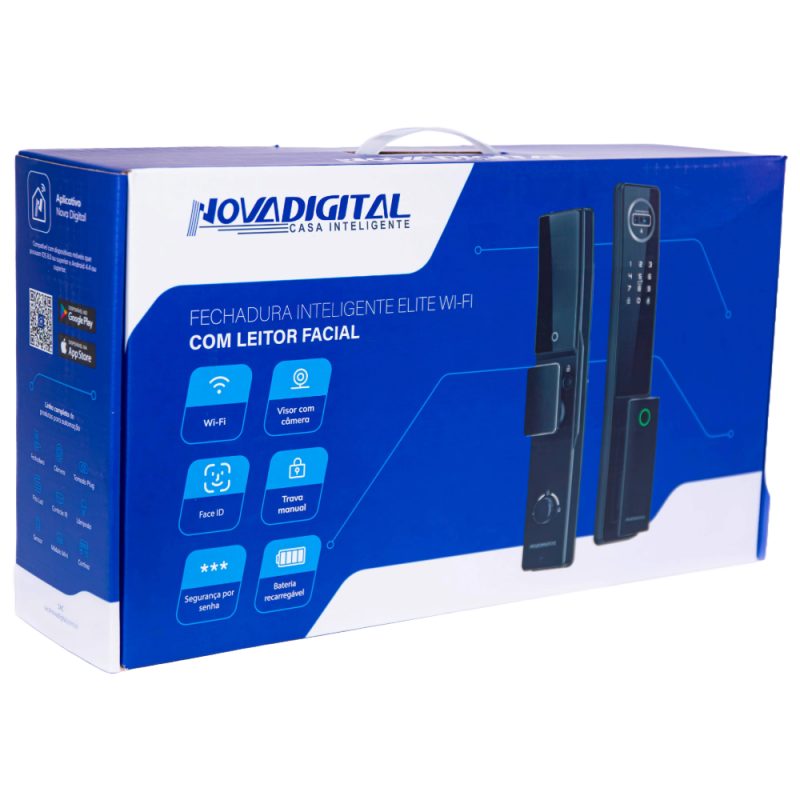 Fechadura inteligente Wifi com Leitor Facial Nova Digital Fechadura inteligente Wifi com Leitor Facial Nova Digital