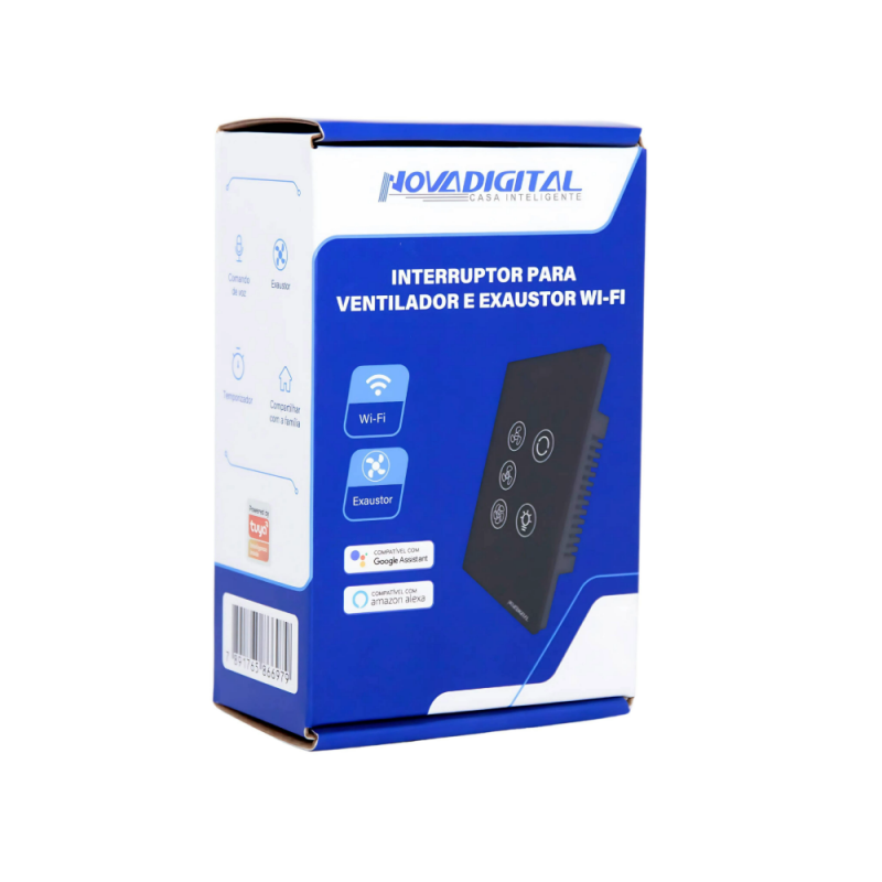 Interruptor para Ventilador e Exaustador 4x2 Preto VLK-B Nova Digital