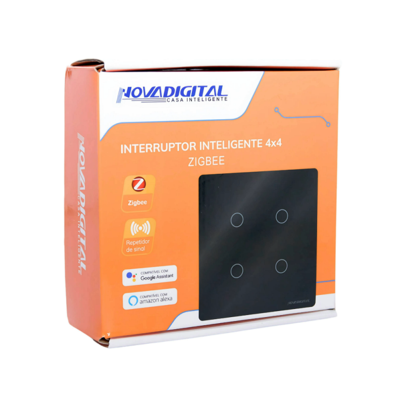 Interruptor Zigbee 4 Botões Preto 4x4 SY-ZB 4 B Nova Digital