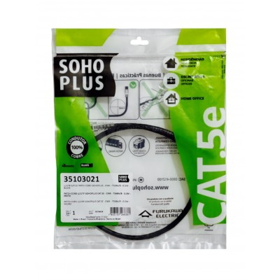 Patch Cord Cat5e 0,50cm Furukawa Sohoplus Preto 	