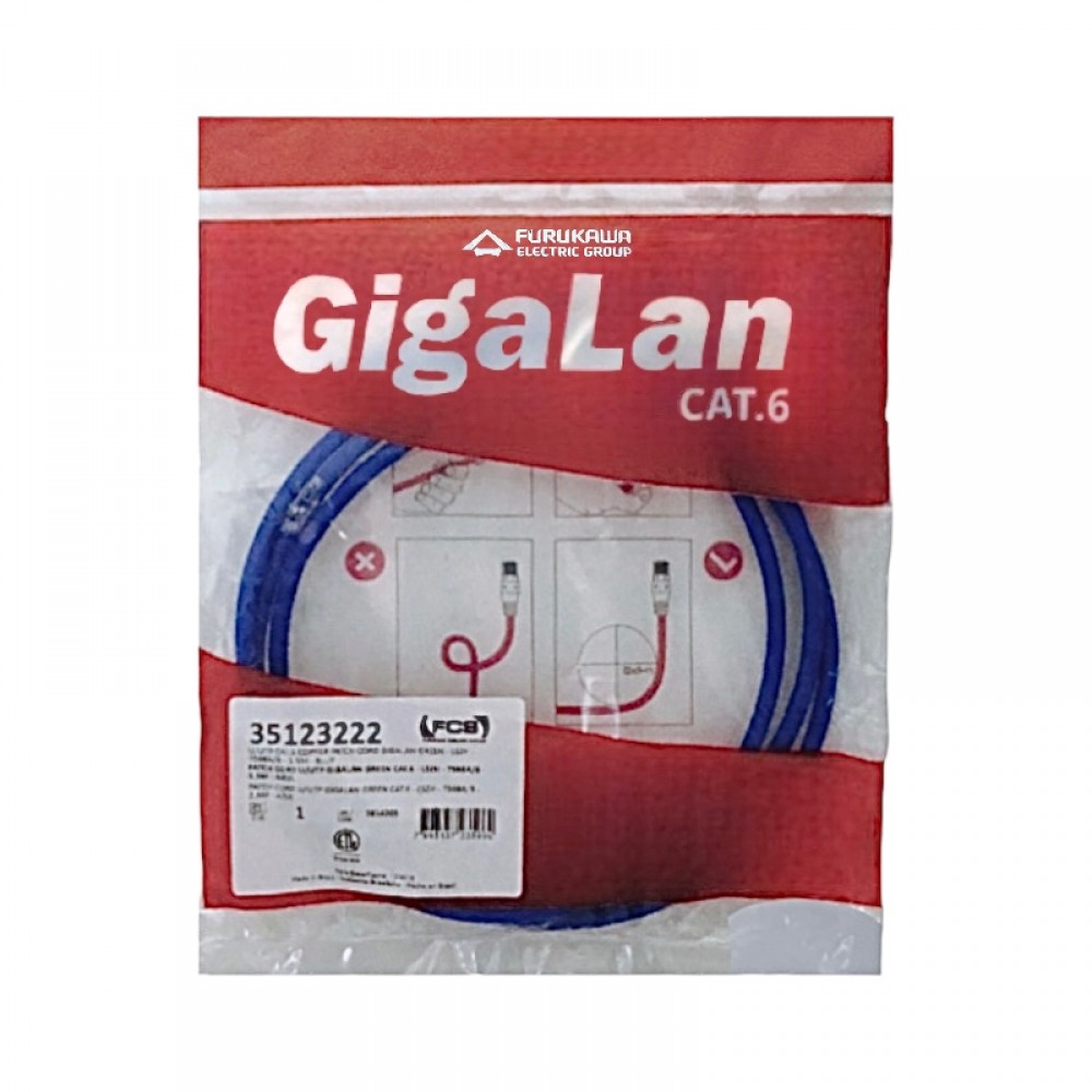 Patch Cord Cat6 1,5M Furukawa Gigalan Azul 35123222/ 35123956