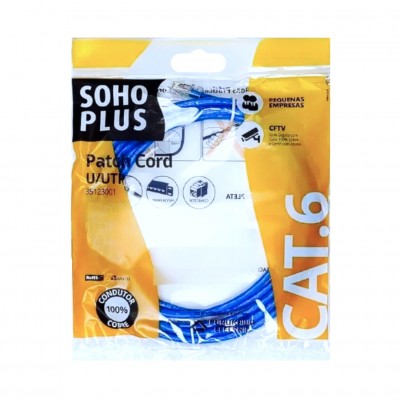 Patch Cord Cat6 2,5M Furukawa Sohoplus Azul Claro Patch Cord Cat6 2,5M Furukawa Sohoplus Azul Claro