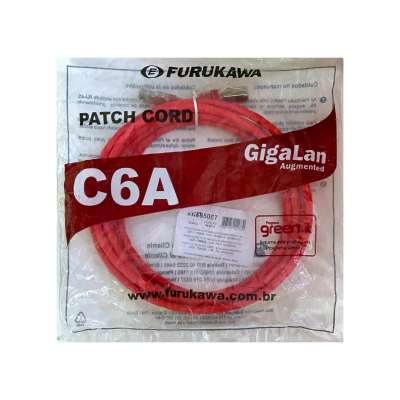 Patch Cord Cat6A 3M Furukawa Gigalan Vermelho Blindado 35085057 Patch Cord Cat6A 3M Furukawa Gigalan Vermelho Blindado 35085057