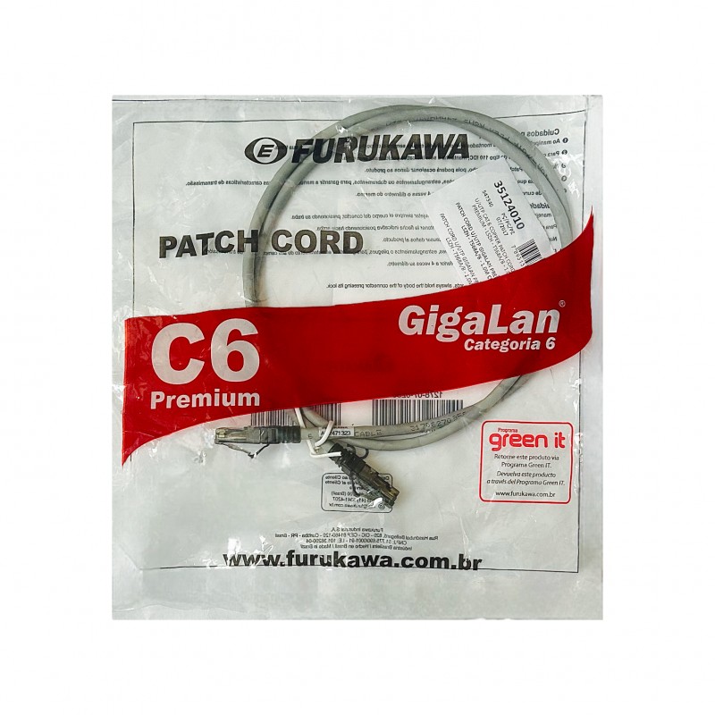 Patch Cord Cat6 1M Furukawa Gigalan Cinza	35124010