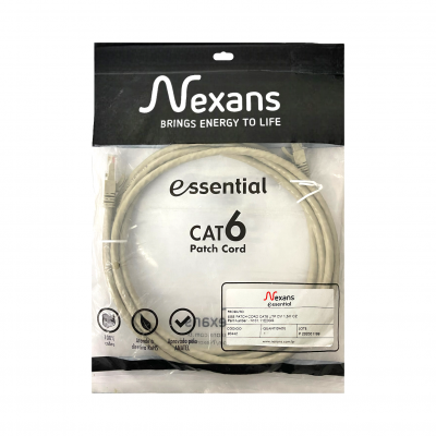 Patch Cord Cat6 1,5mts Nexans Cinza Patch Cord Cat6 1,5mts Nexans Cinza