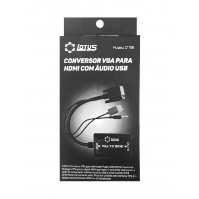 Conversor VGA para Hdmi com áudio USB