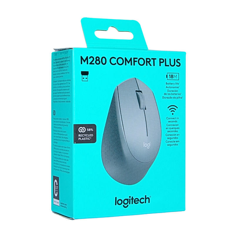 Mouse Sem Fio M280 Comfort Plus Cinza Logitech Mouse Sem Fio M280 Comfort Plus Cinza Logitech