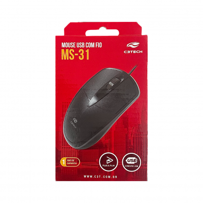 Mouse Com Fio MS-31 Preto C3Tech Mouse Com Fio MS-31 Preto C3Tech
