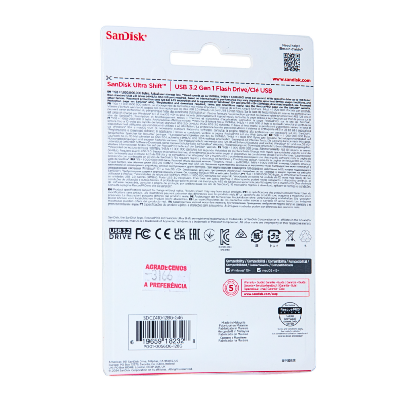 Pen Drive 128GB Ultra Shift SanDisk