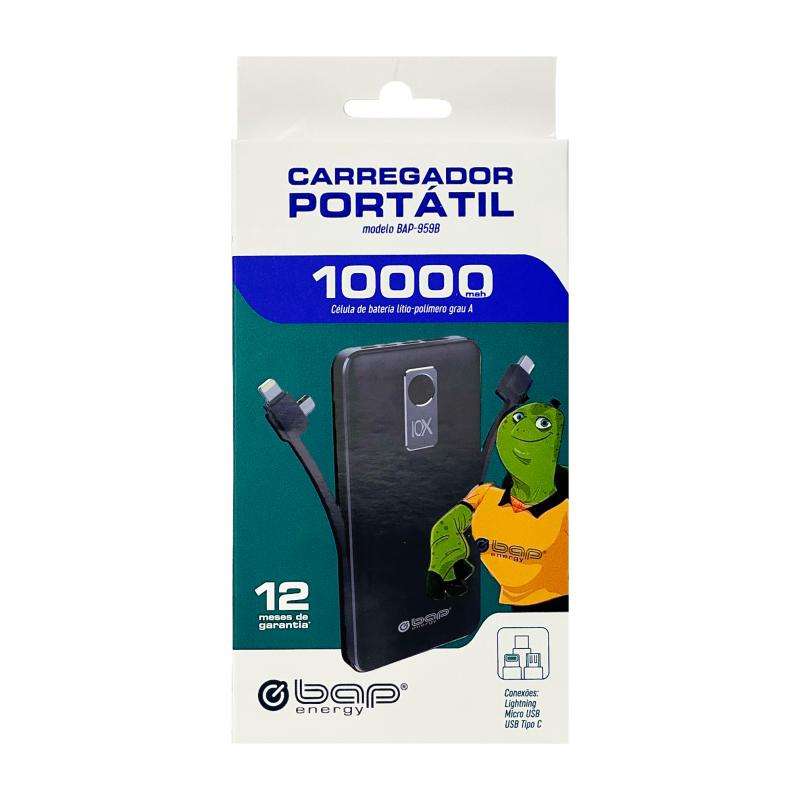 Power Bank 10.000 Bap Preto	