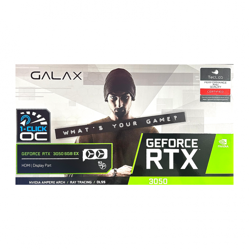 Placa de Vídeo Geforce RTX 3050 EX 6Gb GDDR6 96 Bits Galax