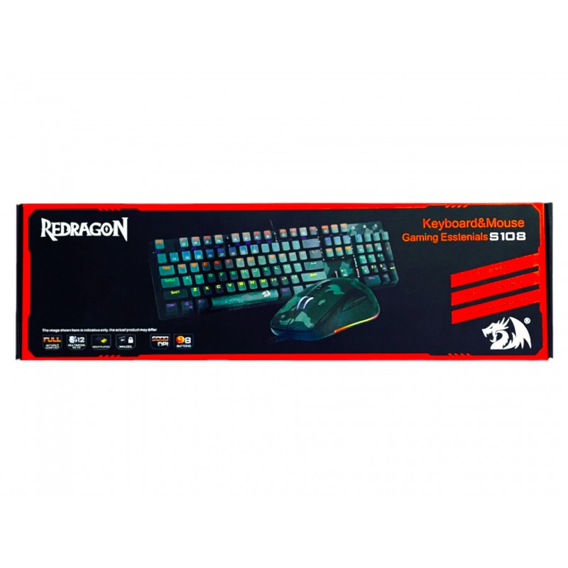 Kit Teclado e Mouse Com Fio Gamer Redragon S108