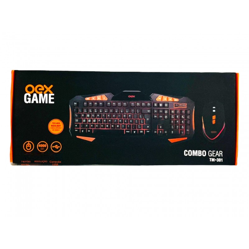 Kit Teclado e Mouse Com Fio Gamer Combo Gear TM 301 Oex