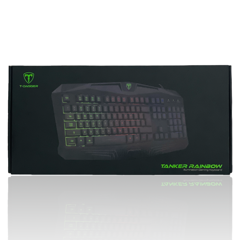 Teclado Com Fio Gamer Tanker Rainbow T-TGK106 Preto 