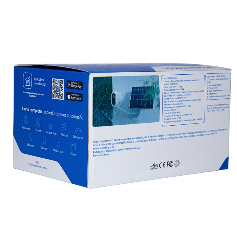 Câmera Inteligente com Painel Solar CS-BTS-PRO Nova Digital