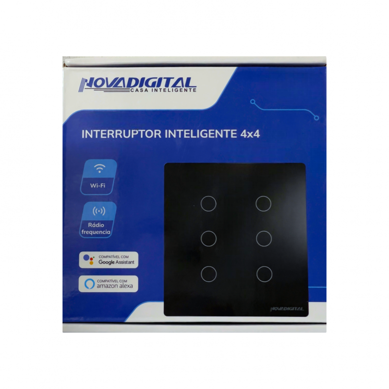 Interruptor 6 Botões Preto 4X4 SY-BR4/6-W/B Nova Digital