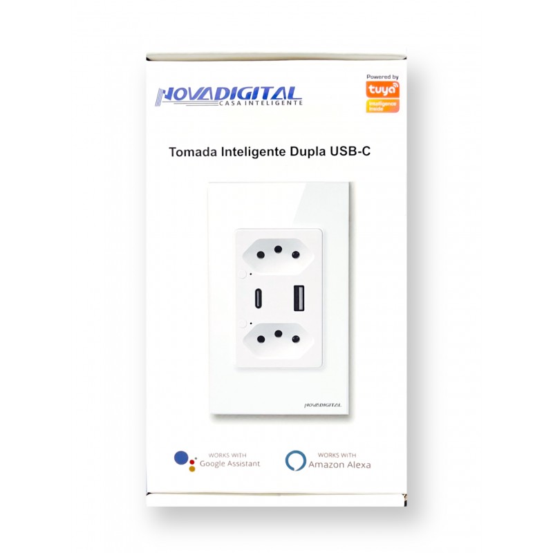 Tomada Inteligente Dupla USB-C Branco S2C-USB-C