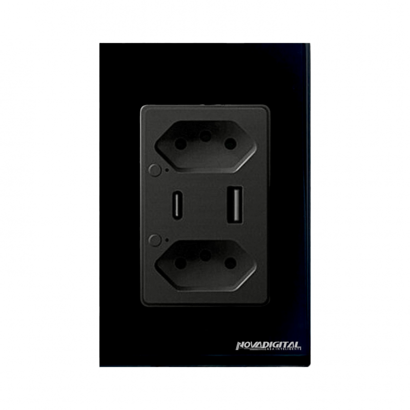 Tomada Inteligente Dupla USB-C Preto S2C-USB-C	