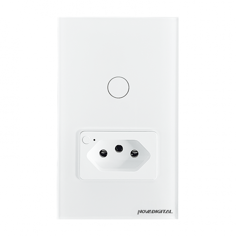 Interruptor 1 Botão Com 1 Tomada Branco 4X2 IT-WK-02 W/B Nova Digital 