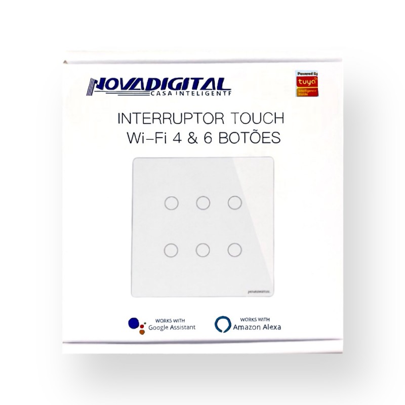 Interruptor 6 Botões Branco 4X4 WS-US6-RF Nova Digital