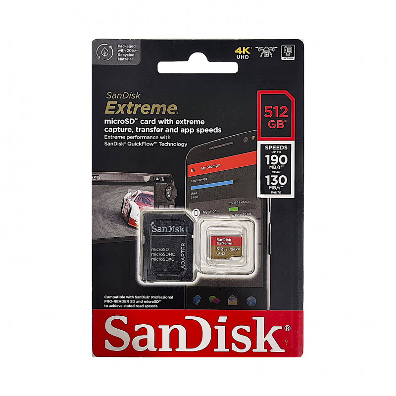 Cartão de Memória Micro Sd  Extreme 512Gb Sandisk	