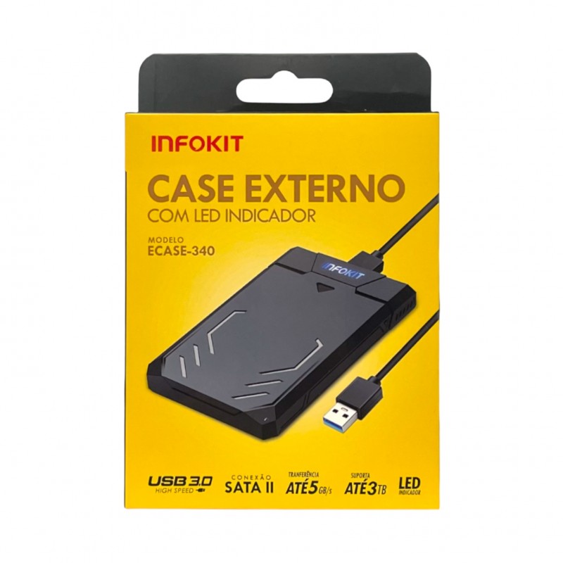 Case Para HD Sata 2.5'' Usb 3.0 ECASE-340 Infokit	