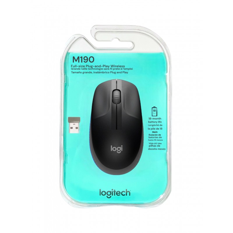 Mouse Sem Fio M190 Preto e Cinza Logitech 