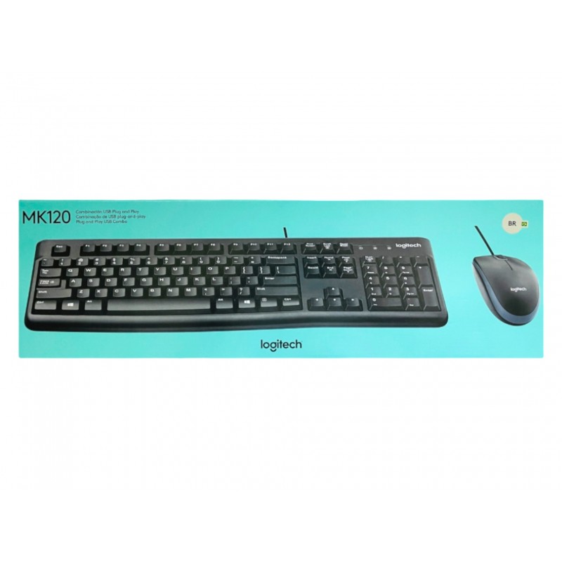 Kit Teclado e Mouse Com Fio MK120 Logitech