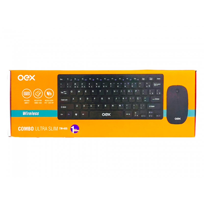 Kit Teclado e Mouse Sem Fio Slim TM405 Oex Preto